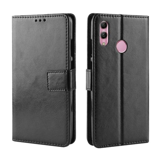 Huawei P Smart (2019) / Honor 10 Lite Handyhülle - Crazy Horse Leder Bookcover Series - schwarz