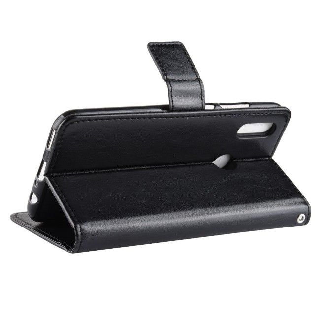 Huawei P Smart (2019) / Honor 10 Lite Handyhülle - Crazy Horse Leder Bookcover Series - schwarz