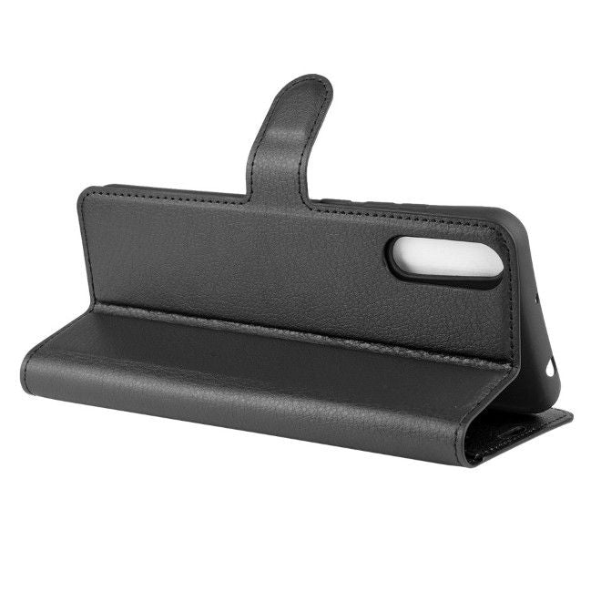 Wiko View 4 / View 4 Lite Handy Hülle - Litchi Leder Bookcover Series - schwarz