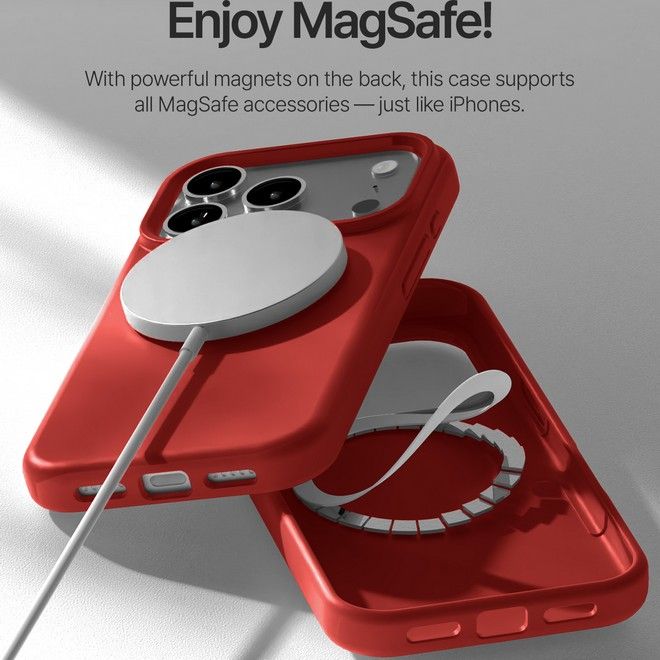 Goospery – iPhone 17 Pro Hülle – Pure MagSafe Silicone Case Series – rot