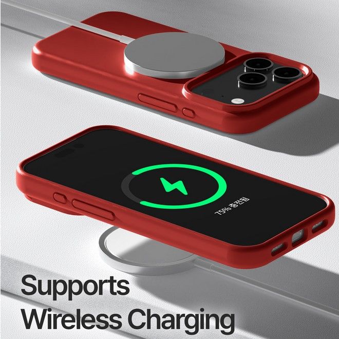 Goospery – iPhone 17 Pro Hülle – Pure MagSafe Silicone Case Series – rot