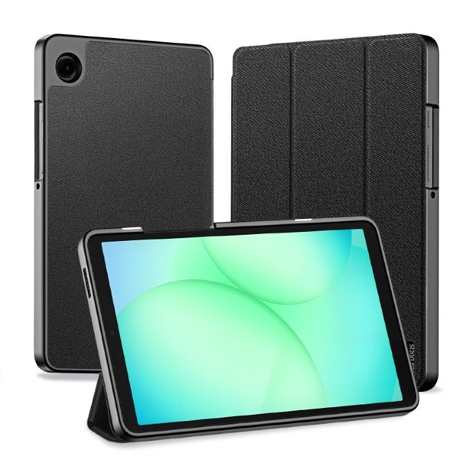 Dux Ducis - Samsung Galaxy Tab A11 / A9 Hülle - Leder Smart Flip Case - Domo Series - schwarz