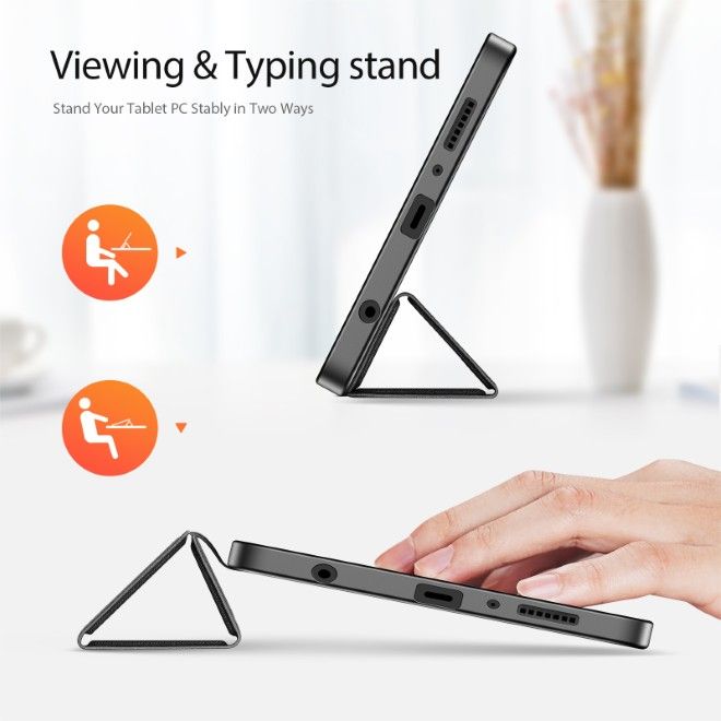 Dux Ducis - Samsung Galaxy Tab A11 / A9 Hülle - Leder Smart Flip Case - Domo Series - schwarz