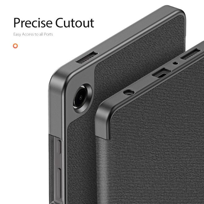 Dux Ducis - Samsung Galaxy Tab A11 / A9 Hülle - Leder Smart Flip Case - Domo Series - schwarz