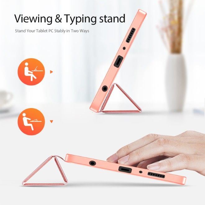 Dux Ducis - Samsung Galaxy Tab A11 / A9 Hülle - Leder Smart Flip Case - Domo Series - pink