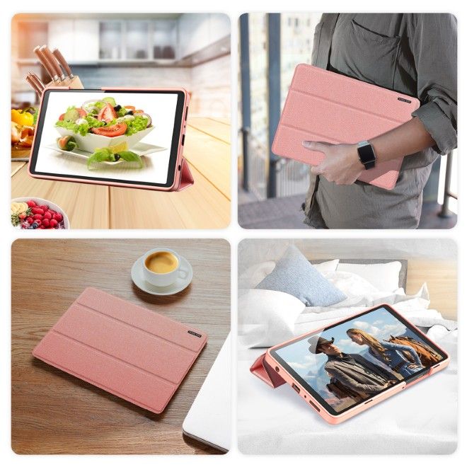 Dux Ducis - Samsung Galaxy Tab A11 / A9 Hülle - Leder Smart Flip Case - Domo Series - pink