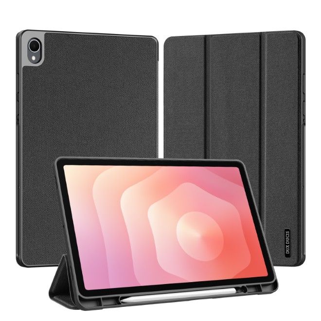 Dux Ducis - Samsung Galaxy Tab S11 Hülle - Leder Smart Flip Case - Domo Series - schwarz