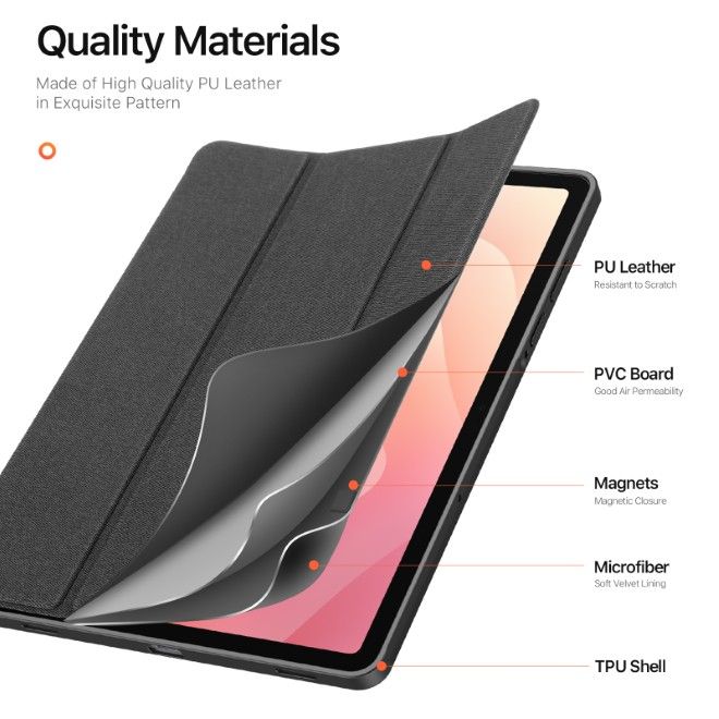 Dux Ducis - Samsung Galaxy Tab S11 Hülle - Leder Smart Flip Case - Domo Series - schwarz