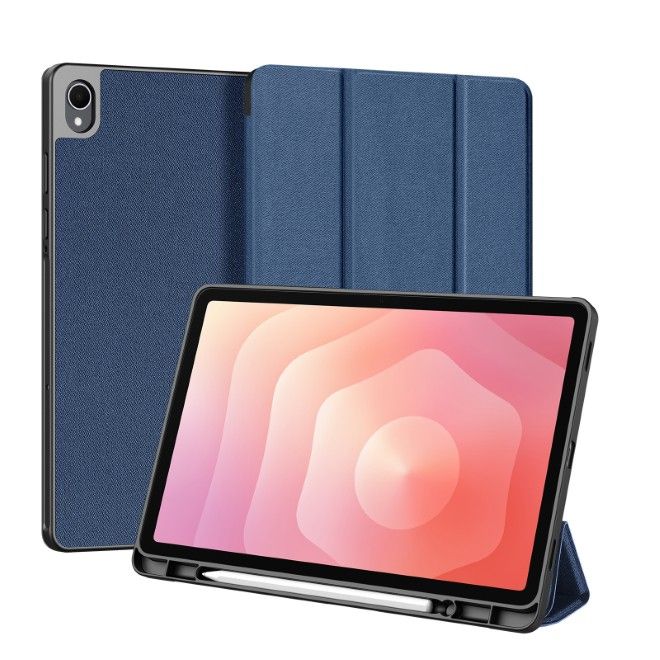 Dux Ducis - Samsung Galaxy Tab S11 Hülle - Leder Smart Flip Case - Domo Series - blau