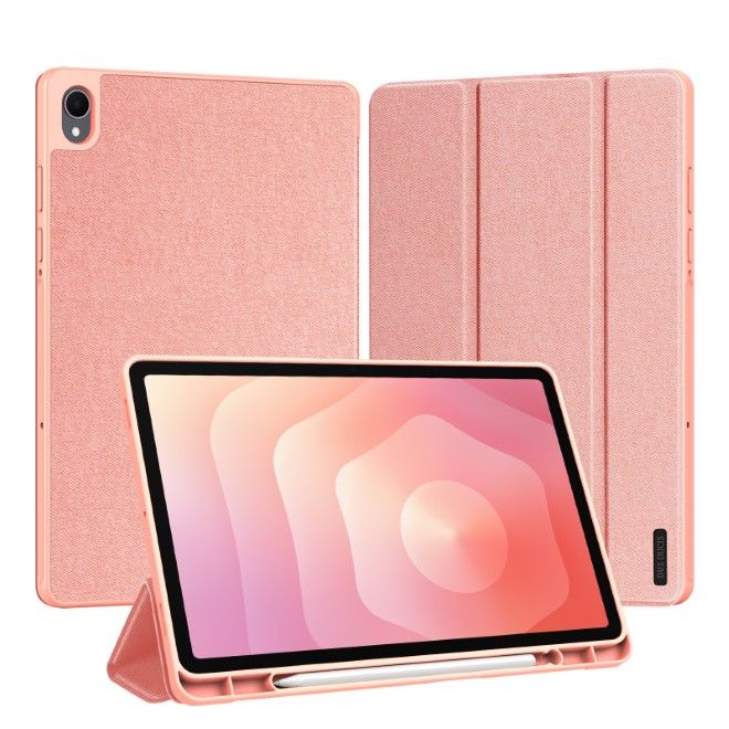 Dux Ducis - Samsung Galaxy Tab S11 Hülle - Leder Smart Flip Case - Domo Series - pink