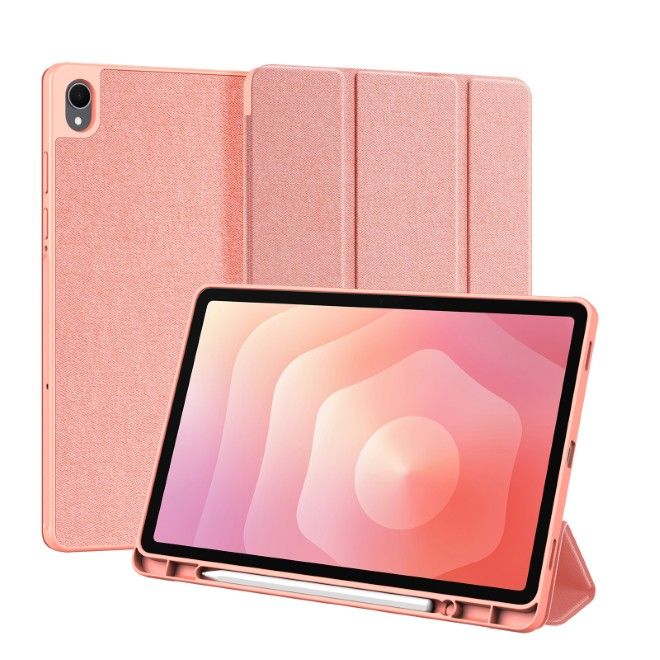 Dux Ducis - Samsung Galaxy Tab S11 Hülle - Leder Smart Flip Case - Domo Series - pink