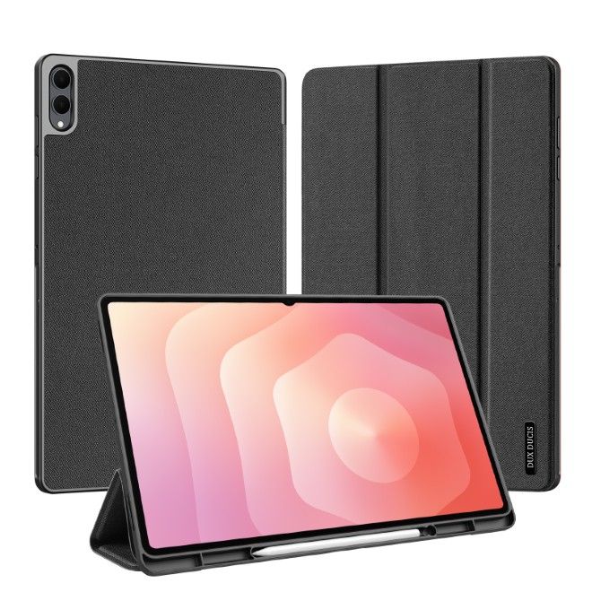 Dux Ducis - Samsung Galaxy Tab S11 Ultra Hülle - Leder Smart Flip Case - Domo Series - schwarz