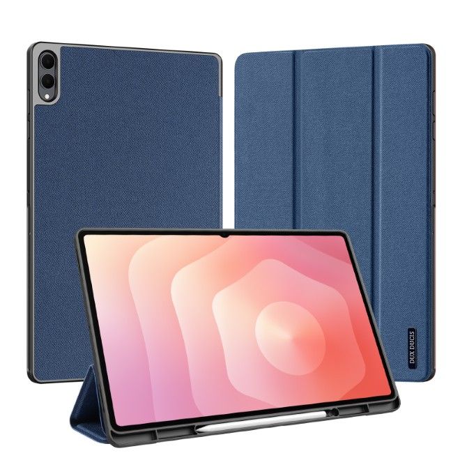 Dux Ducis - Samsung Galaxy Tab S11 Ultra Hülle - Leder Smart Flip Case - Domo Series - blau