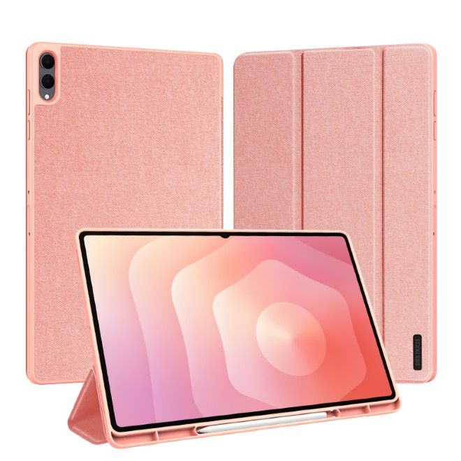 Dux Ducis - Samsung Galaxy Tab S11 Ultra Hülle - Leder Smart Flip Case - Domo Series - pink