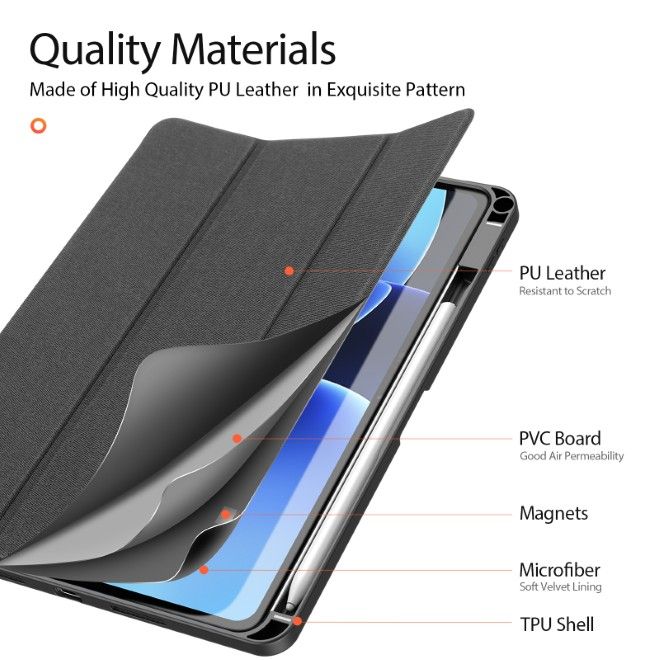 Dux Ducis - Xiaomi Pad 8 / 7 Pro / 7 Hülle - Leder Smart Flip Case - Domo Series - schwarz