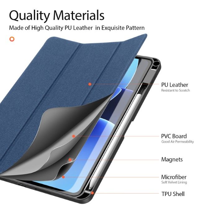 Dux Ducis - Xiaomi Pad 8 / 7 Pro / 7 Hülle - Leder Smart Flip Case - Domo Series - blau
