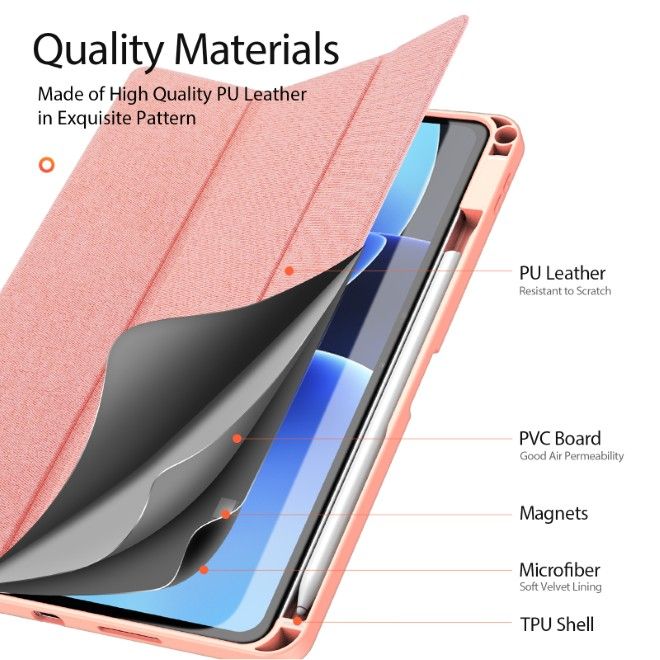 Dux Ducis - Xiaomi Pad 8 / 7 Pro / 7 Hülle - Leder Smart Flip Case - Domo Series - pink