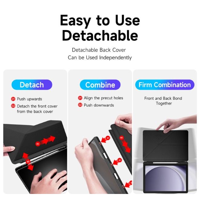 Dux Ducis - Samsung Galaxy Tab A11+ / A9+ Hülle - Leder Bookcover - Magi Series - schwarz