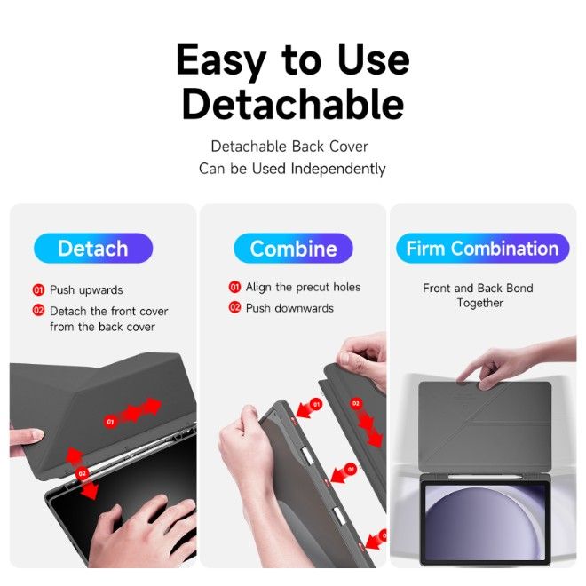 Dux Ducis - Samsung Galaxy Tab A11+ / A9+ Hülle - Leder Bookcover - Magi Series - grau