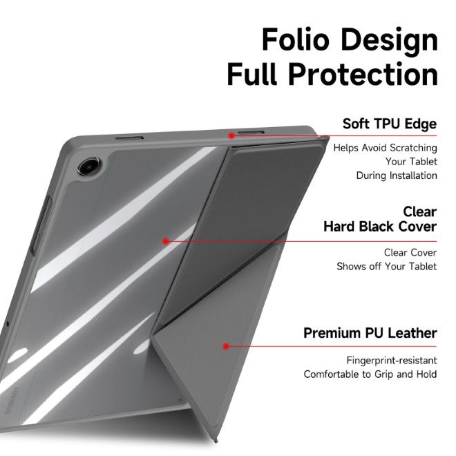 Dux Ducis - Samsung Galaxy Tab A11+ / A9+ Hülle - Leder Bookcover - Magi Series - grau