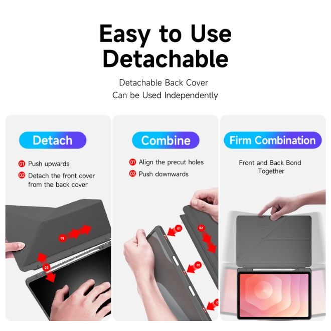 Dux Ducis - Samsung Galaxy Tab S11 Hülle - Leder Bookcover - Magi Series - grau