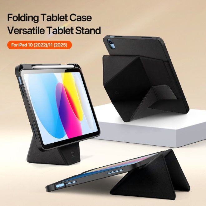 Dux Ducis - iPad 2025 (11. Gen) / iPad 2022 (10. Gen) Hülle - Kunstleder Bookcover - Vers Series - schwarz