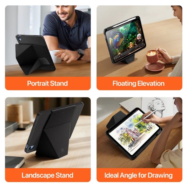 Dux Ducis - iPad 2025 (11. Gen) / iPad 2022 (10. Gen) Hülle - Kunstleder Bookcover - Vers Series - schwarz