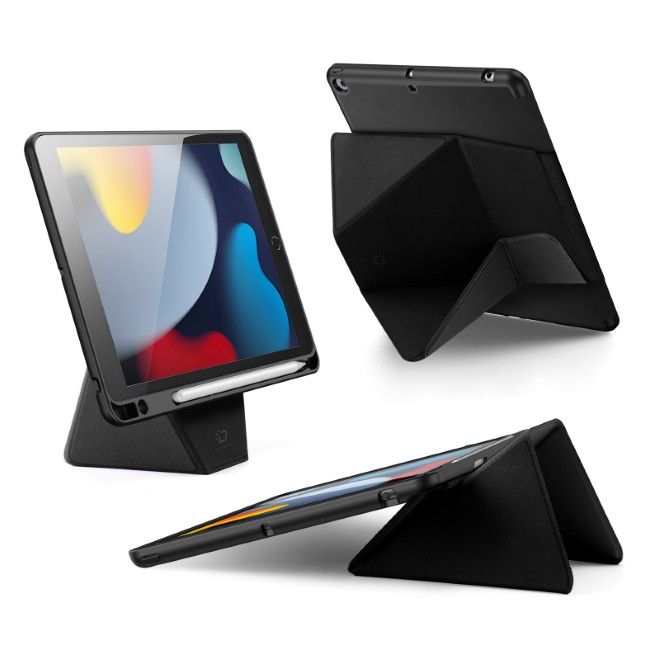 Dux Ducis - iPad 10.2 (2021 / 2020 / 2019) Hülle - Kunstleder Bookcover - Vers Series - schwarz