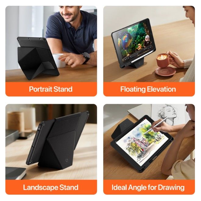 Dux Ducis - iPad 10.2 (2021 / 2020 / 2019) Hülle - Kunstleder Bookcover - Vers Series - schwarz