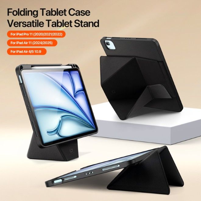 Dux Ducis - iPad Air 11 (2025/2024/2022/2020) / iPad Pro 11 (2022/2021/2020) Hülle - Kunstleder Bookcover - Vers Series - schwarz