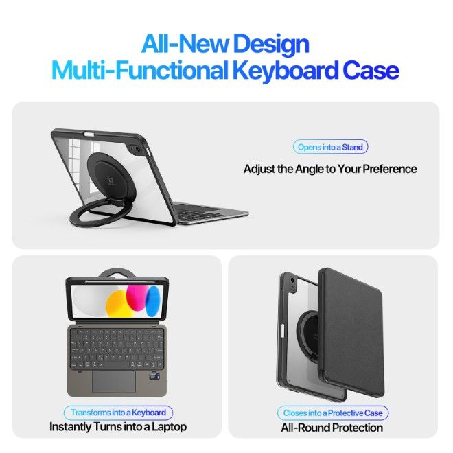 Dux Ducis - iPad 2025 (11. Gen) / iPad 2022 (10. Gen) Tastatur Hülle - Keyboard Case - VK Series - schwarz