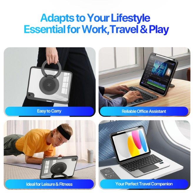 Dux Ducis - iPad 2025 (11. Gen) / iPad 2022 (10. Gen) Tastatur Hülle - Keyboard Case - VK Series - schwarz