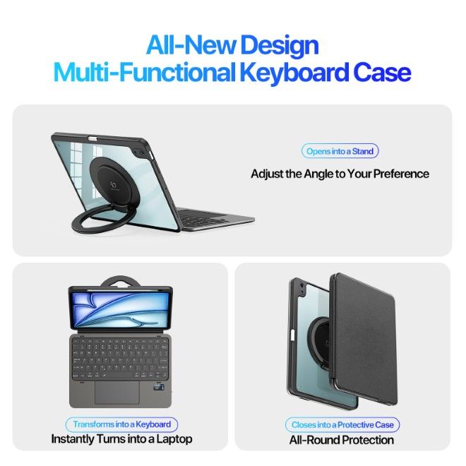 Dux Ducis - iPad Air 11 (2025/2024/2022/2020) Tastatur Hülle - Keyboard Case - VK Series - schwarz