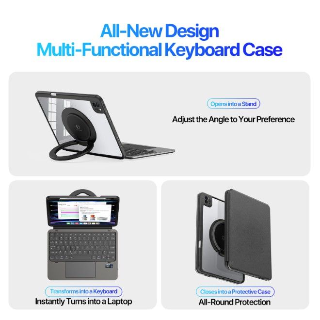 Dux Ducis - iPad Pro 11 (2022/2021/2020) Tastatur Hülle - Keyboard Case - VK Series - schwarz