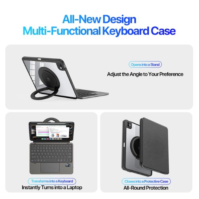 Dux Ducis - iPad Pro 11 (2025/2024) Tastatur Hülle - Keyboard Case - VK Series - schwarz