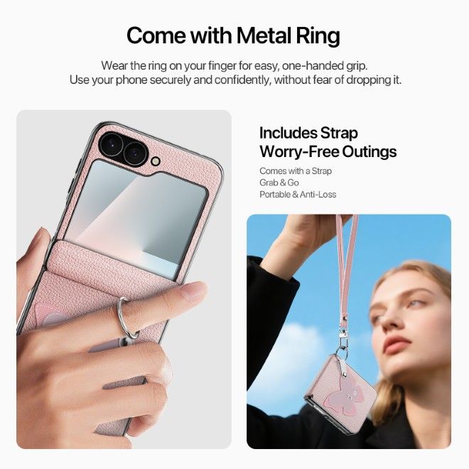 Dux Ducis - Samsung Galaxy Z Flip7 FE / Z Flip6 Hülle - Leder Hardcase - Luvy Series - pink