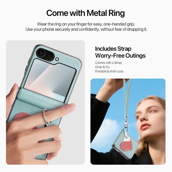 Dux Ducis - Samsung Galaxy Z Flip7 FE / Z Flip6 Hülle - Leder Hardcase - Luvy Series - blau