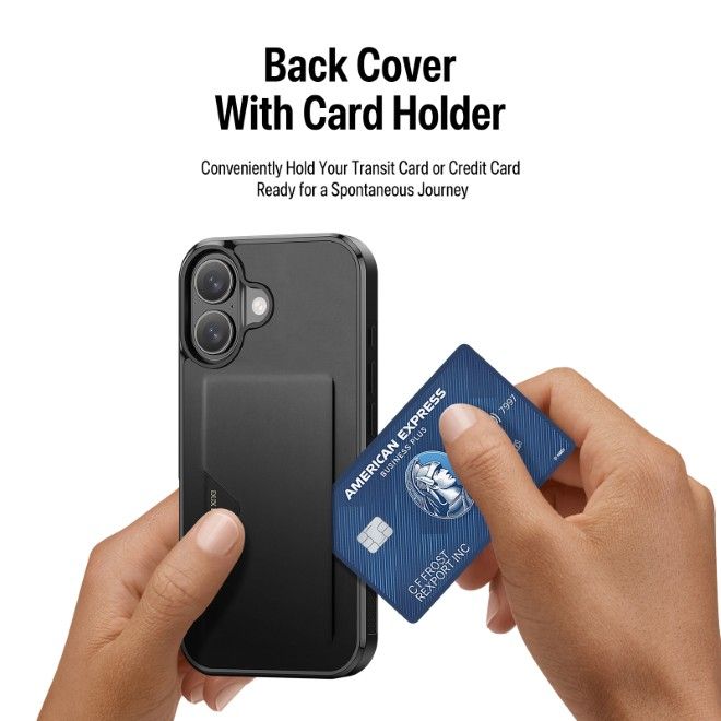 Dux Ducis - iPhone 17 Hülle - Hardcase mit Kartenfach - Pocard Series - schwarz