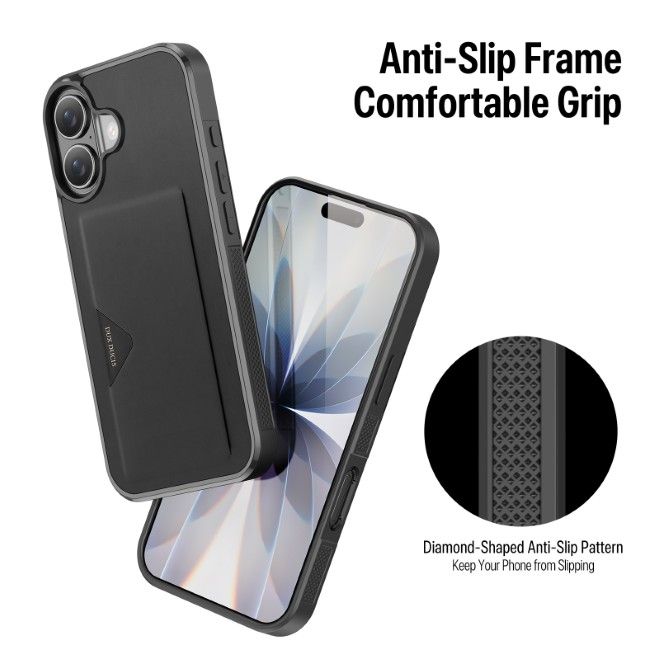 Dux Ducis - iPhone 17 Hülle - Hardcase mit Kartenfach - Pocard Series - schwarz