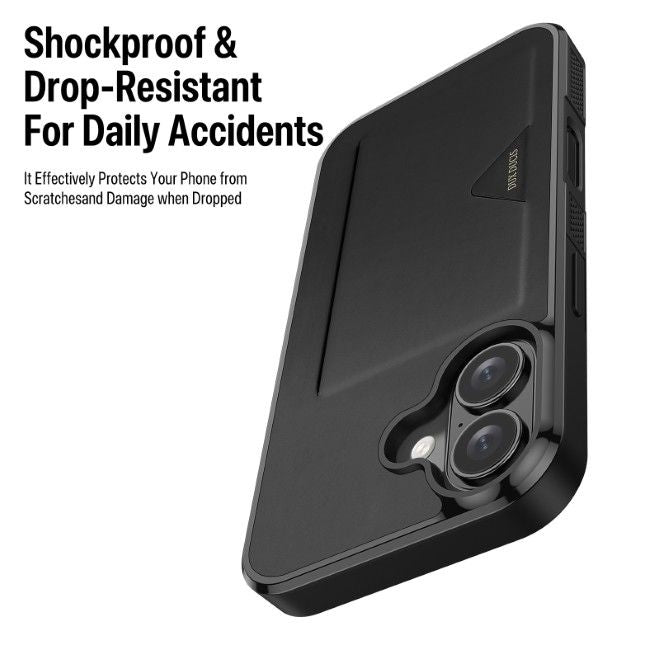 Dux Ducis - iPhone 17 Hülle - Hardcase mit Kartenfach - Pocard Series - schwarz