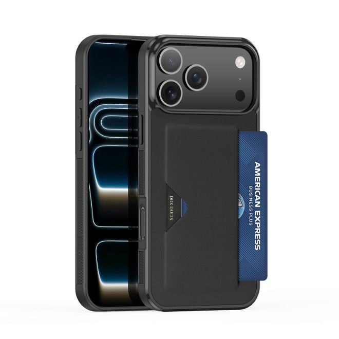 Dux Ducis - iPhone 17 Pro Hülle - Hardcase mit Kartenfach - Pocard Series - schwarz