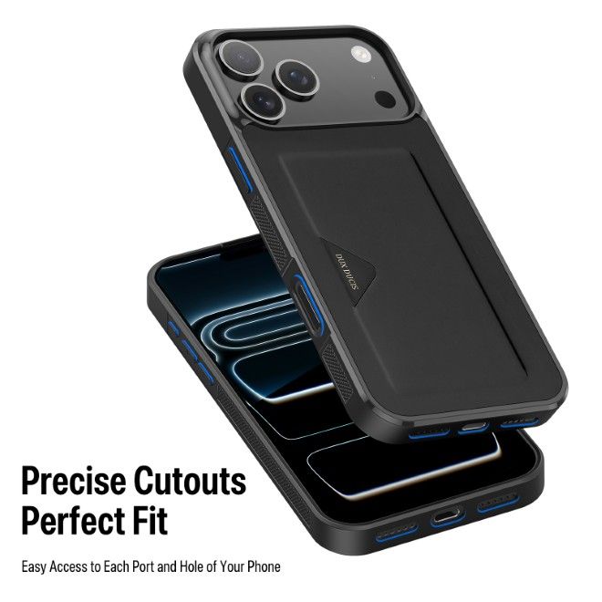 Dux Ducis - iPhone 17 Pro Hülle - Hardcase mit Kartenfach - Pocard Series - schwarz