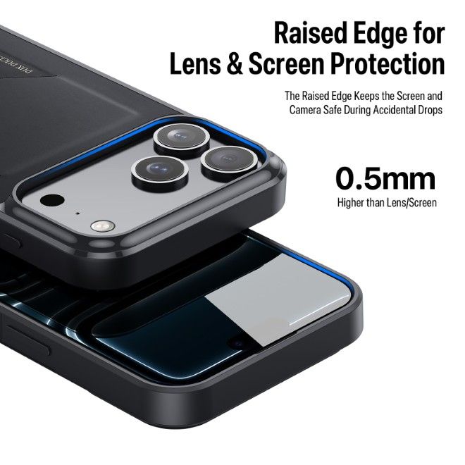 Dux Ducis - iPhone 17 Pro Max Hülle - Hardcase mit Kartenfach - Pocard Series - schwarz