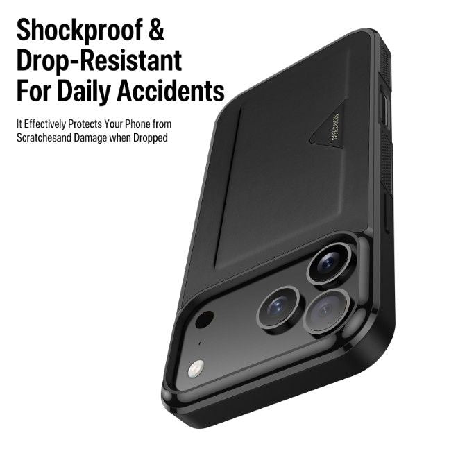 Dux Ducis - iPhone 17 Pro Max Hülle - Hardcase mit Kartenfach - Pocard Series - schwarz