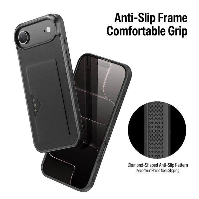 Dux Ducis - iPhone Air Hülle - Hardcase mit Kartenfach - Pocard Series - schwarz