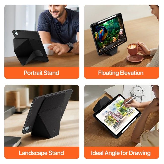 Dux Ducis - iPad Air 13 (2025/2024) / iPad Pro 12.9 (2022/2021/2020/2018) Hülle - Kunstleder Bookcover - Vers Series - schwarz