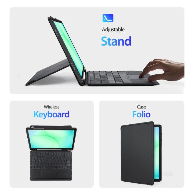 Dux Ducis - Samsung Galaxy Tab A11+ / A9+ Tastatur Hülle - Keyboard Case - DK Series - schwarz
