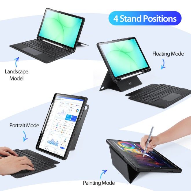 Dux Ducis - Samsung Galaxy Tab A11+ / A9+ Tastatur Hülle - Keyboard Case - DK Series - schwarz