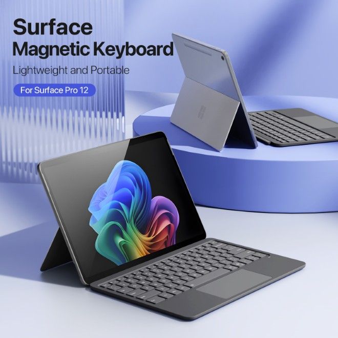 Dux Ducis - Microsoft Surface Pro 12 Clavier - Disposition US (QWERTY) - Série CK Pro - Gris