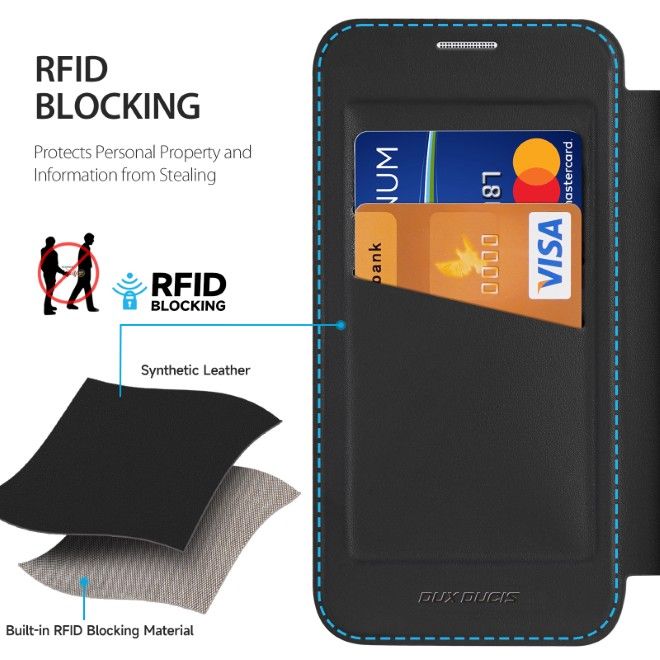 Dux Ducis - Samsung Galaxy S26 Hülle - Leder Bookcover mit Standfunktion - Skin X Pro Series - schwarz